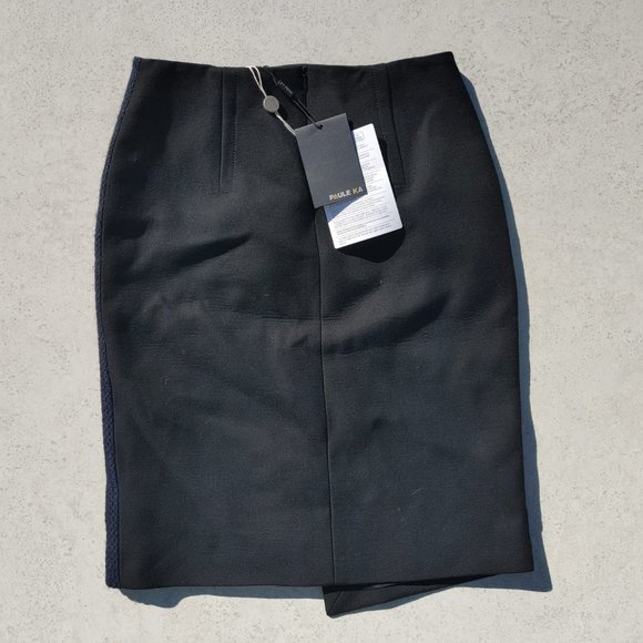 NWT Paule Ka Asymmetric Hem Knee length Wool blend Skirt. 6 - Picture 3 of 6